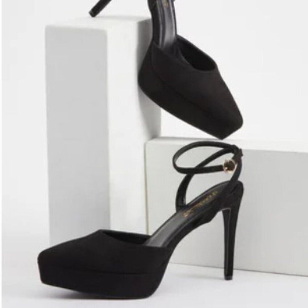 Sexy Size 12 Black Ankle Strap Platform High Heel Pumps By ShoeDazzle. - Picture 5 of 9